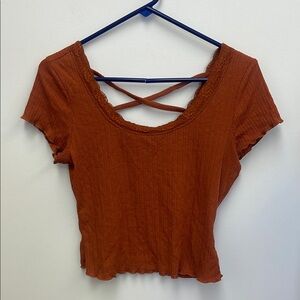 Crave Fame Brown Crop Top with Scoop Neckline